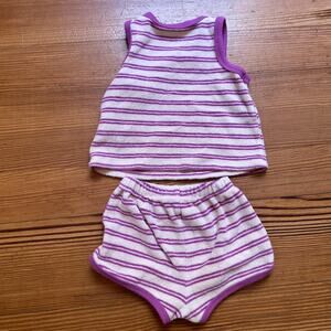 Cat & Jack purple white striped terry cloth shorts tank set SIZE 3M